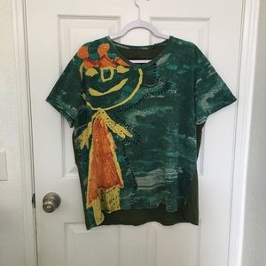Desigual Green Stitch Smiley Face T-Shirt 2XL